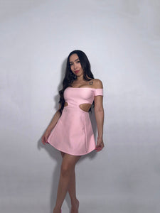 Pink Mini Off the Shoulder Cut Out Dress