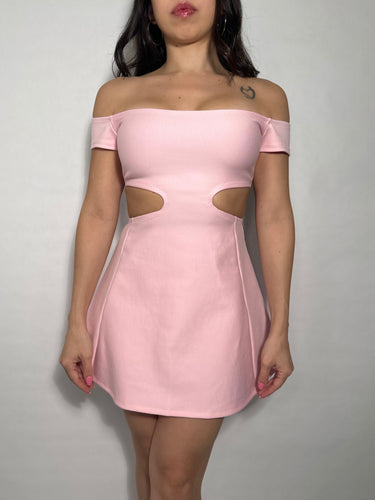 Pink Mini Off the Shoulder Cut Out Dress