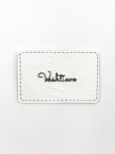 White Ostrich Leg Leather Card Holder