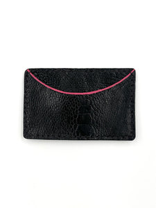 Black Ostrich Leg Leather Card Holder