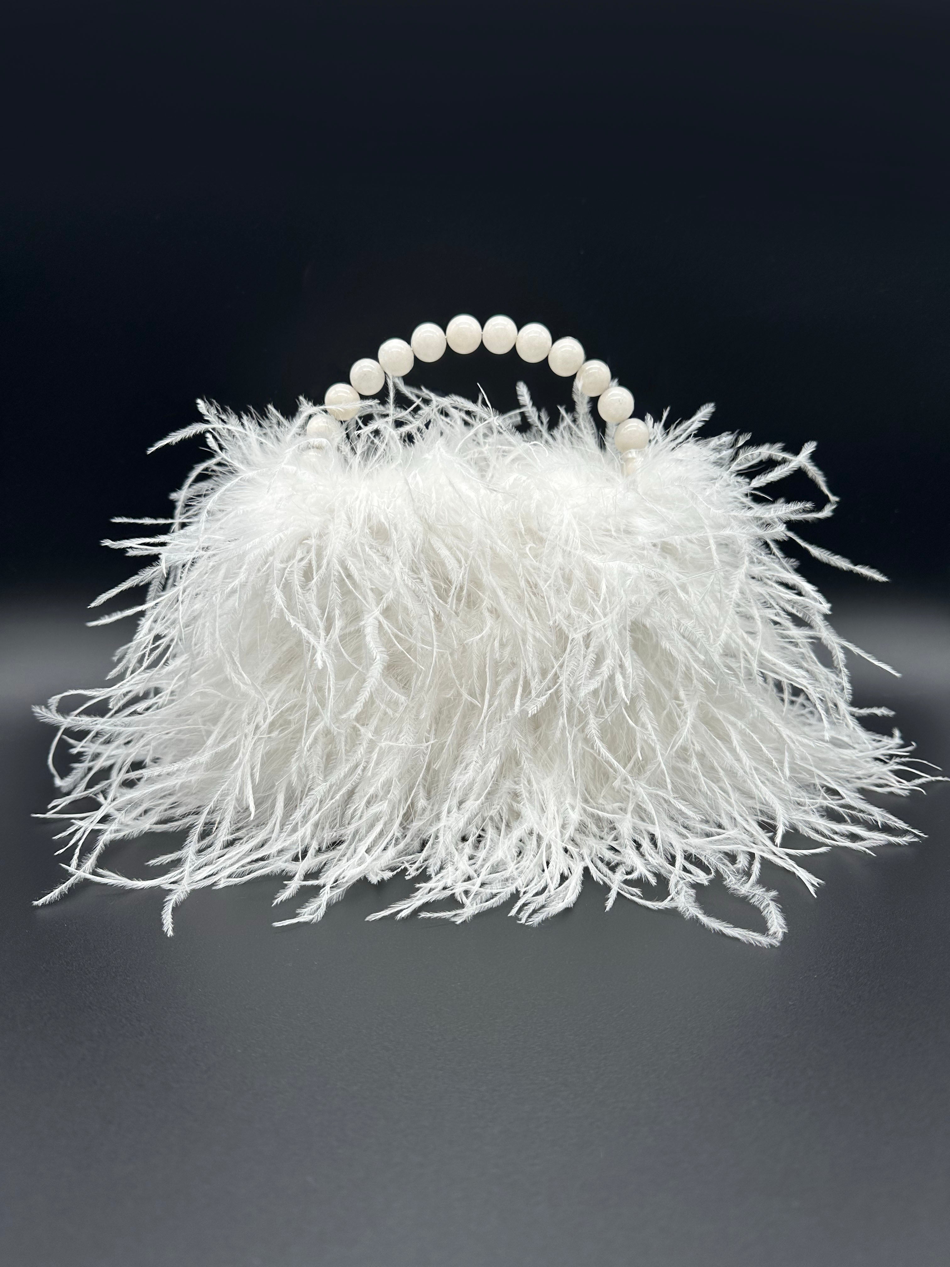 White feather cheap clutch bag