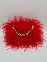 Red Ostrich Feather Bag