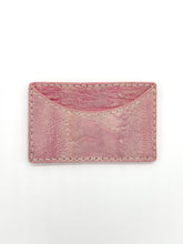 Pink Ostrich Leg Leather Card Holder