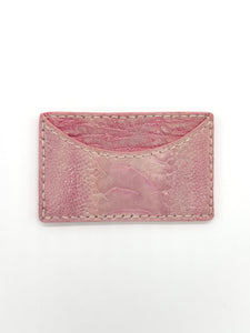 Pink Ostrich Leg Leather Card Holder