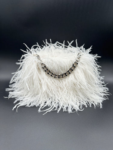 White Ostrich Feather Bag