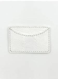 White Ostrich Leg Leather Card Holder